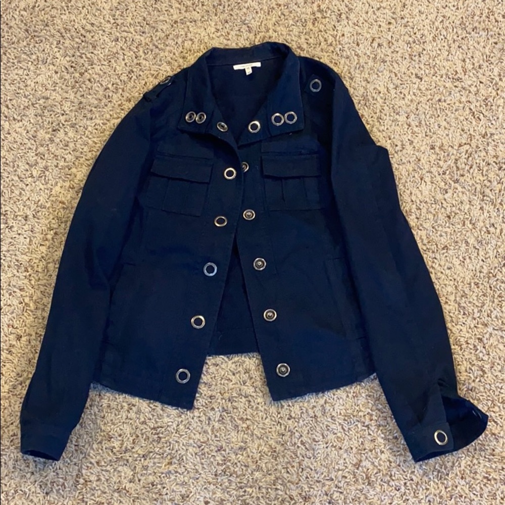 Cute navy cargo jean jacket